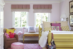 pink and yellow teen bedroom