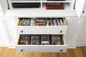 Drawers with movies and CDs