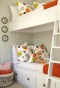 kid's bed with built-ins underneath